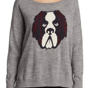 French Connection Bulldog Wool Scoop Neck Sweater Gray